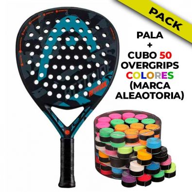 PACK HEAD GRAPHENE ATTITUDE 2023 + CUBO 50 OVERGRIPS DE COLORES DE ALTA GAMA